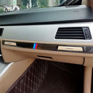 Three Color Carbon Fiber Car Left Driving Middle Control Decorative Sticker for BMW E90 / E92 / E93 2005-2012