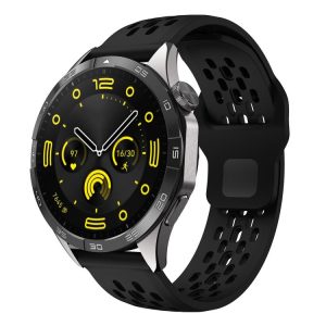 xDfind Flat Head Breathable Hole Black Buckle Silicone Watch Band, 20mm, 22mm