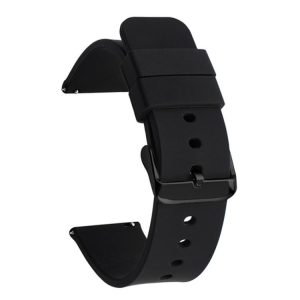 xDfind Stainless Steel Black Pin Buckle Solid Color Silicone Waterproof Watch Band, 20mm, 21mm, 22mm
