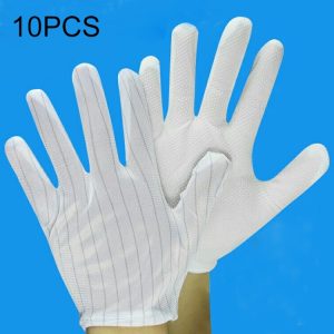 10 Pairs Anti-static Striped Dispensing Gloves, Size:Free Size