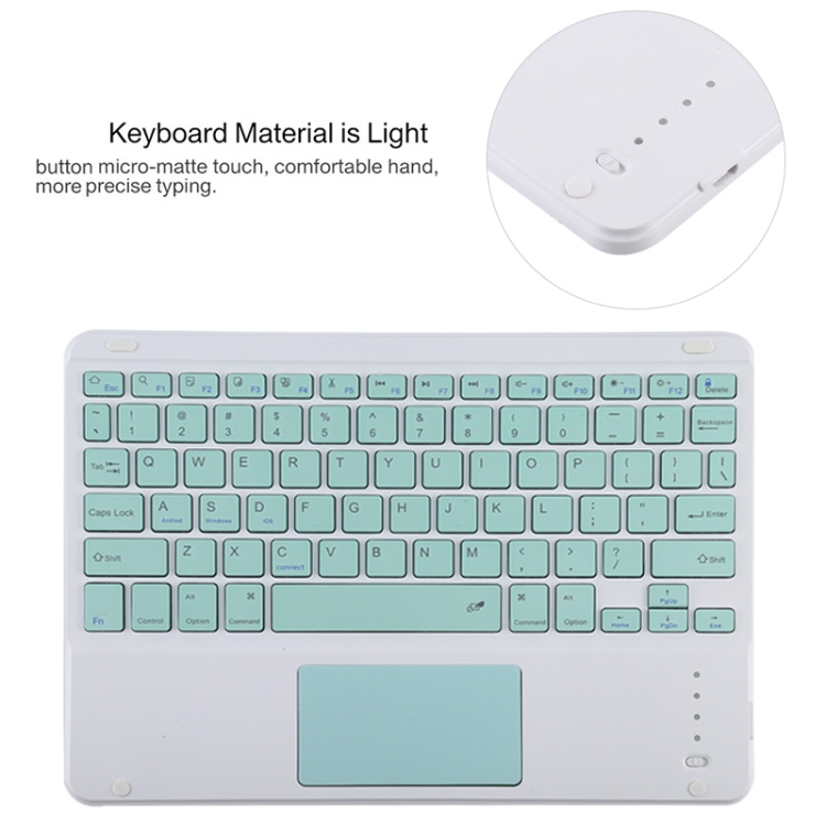 TG11BC Detachable Bluetooth Green Keyboard Microfiber Leather Tablet Case for iPad Pro 11 inch (2020), with Touchpad & Pen Slot & Holder, Green Keyboard - Image 5