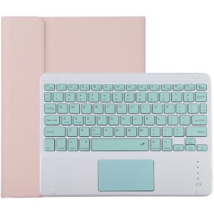 TG-102BC Detachable Bluetooth Green Keyboard + Microfiber Leather Tablet Case for iPad 10.2 inch / iPad Air (2019), with Touch Pad & Pen Slot & Holder, Green Keyboard