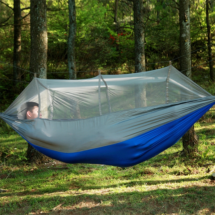 1-2 Person Outdoor Mosquito Net Parachute Hammock Camping Hanging Sleeping Bed Swing Portable Double Chair, 260 x 140cm, 260x140cm Blue Grey, 260x140cm Pink, 260x140cm Pink Blue, 260x140cm Green, 260x140cm Yelliw Green, 260x140cm Dark Blue... - Image 2