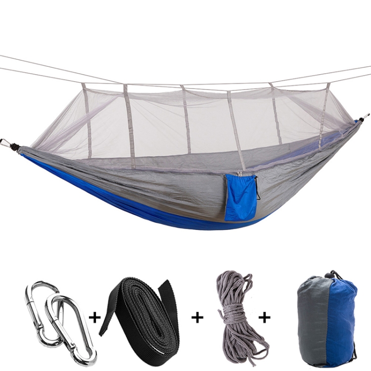 1-2 Person Outdoor Mosquito Net Parachute Hammock Camping Hanging Sleeping Bed Swing Portable Double Chair, 260 x 140cm, 260x140cm Blue Grey, 260x140cm Pink, 260x140cm Pink Blue, 260x140cm Green, 260x140cm Yelliw Green, 260x140cm Dark Blue... - Image 3