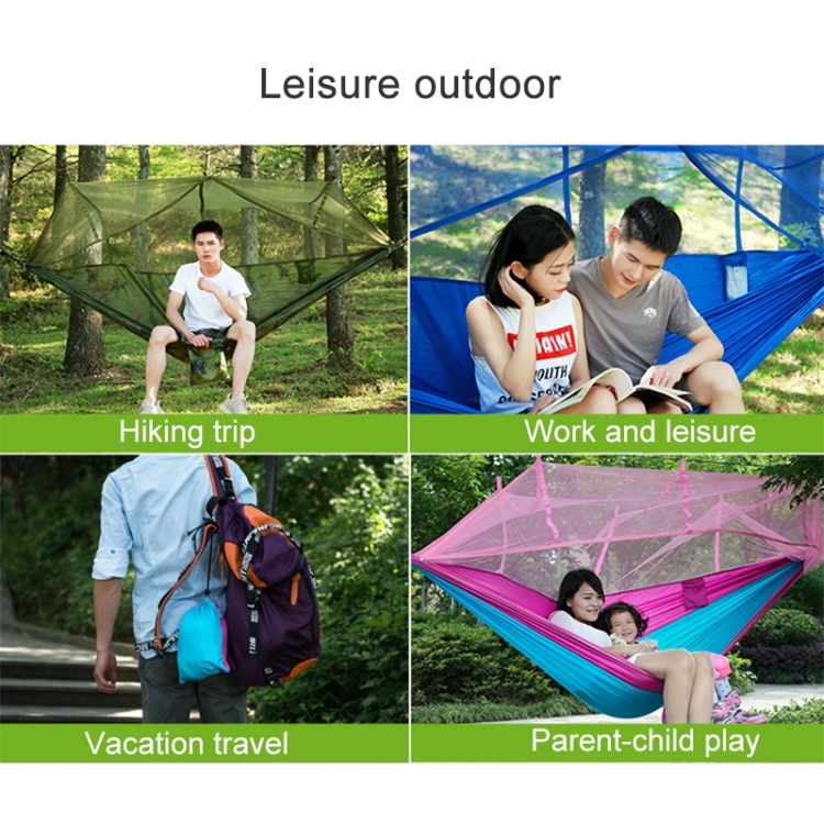 1-2 Person Outdoor Mosquito Net Parachute Hammock Camping Hanging Sleeping Bed Swing Portable Double Chair, 260 x 140cm, 260x140cm Blue Grey, 260x140cm Pink, 260x140cm Pink Blue, 260x140cm Green, 260x140cm Yelliw Green, 260x140cm Dark Blue... - Image 10