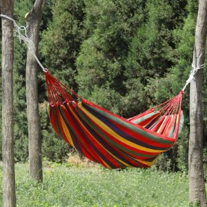 Thick Canvas Hammock Field Rollover Prevention Outdoor Hammock Swing, 260x80 No Stick Single (Red Stripe), 260x80 Non-stick Single (Blue Stripes ), 260x100 No Stick (Red Stripes), 260x100 No Stick (Blue Stripes), 260x150 No Stick (Red Stripes)...
