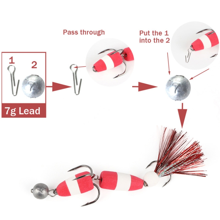 W.P.E PMG-M Foam Hook Soft Worm Bait Three Anchor Hook Fake Lures, M - Image 6