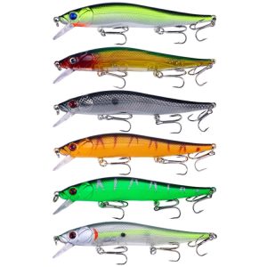 6colors /Set HENGJIA MI169 Submerged Minnow Dummy Bait Lua Hard Fishing Lures, 12cm 13.6g